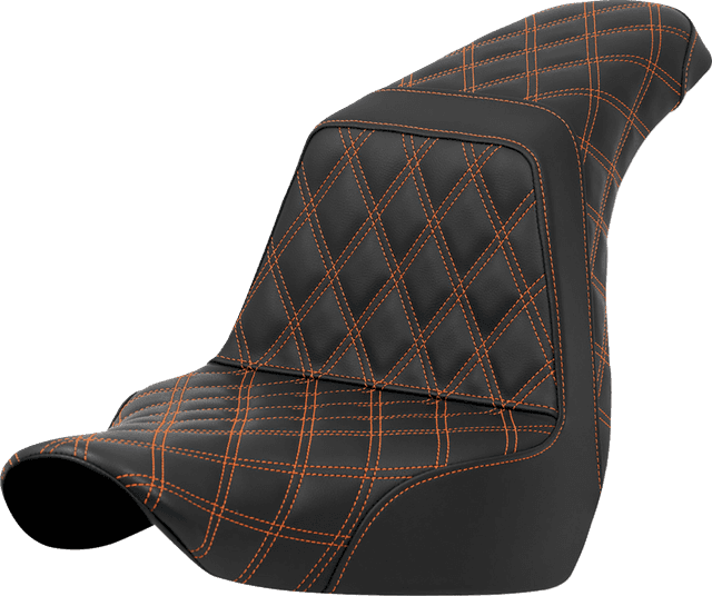 SADDLEMEN 0802-1588 Step-Up Seat - Full Lattice Stitch - Orange Stitch - FXLR/FLSB '18-'21