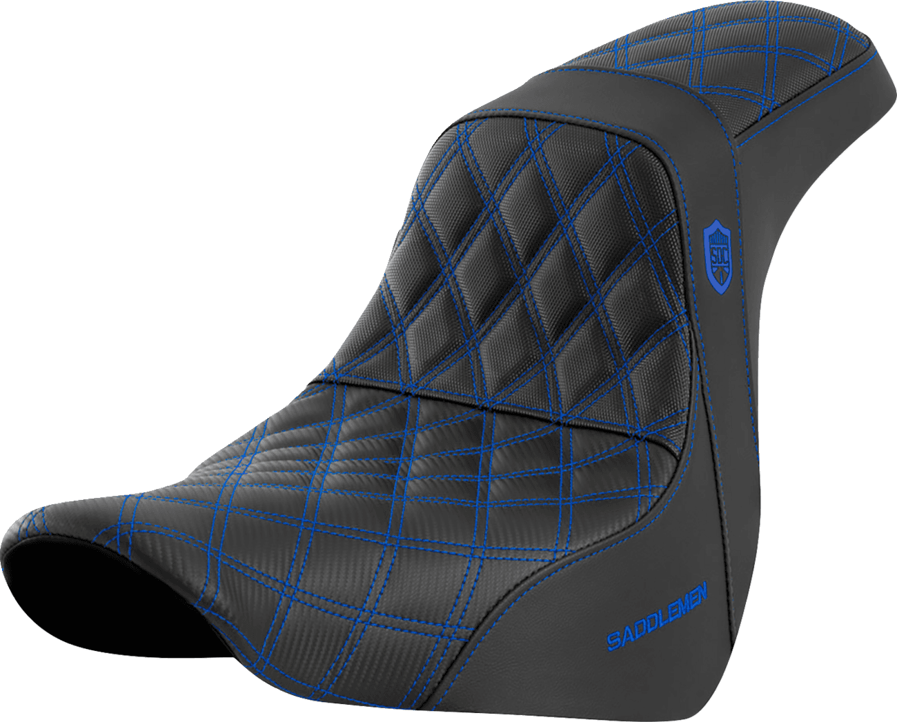 SADDLEMEN 0802-1591 Pro Series SDC Performance Seat - w/o Backrest - Blue Stitch - FL/FX '18-'20