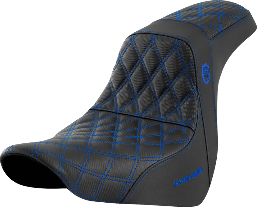 SADDLEMEN 0802-1591 Pro Series SDC Performance Seat - w/o Backrest - Blue Stitch - FL/FX '18-'20