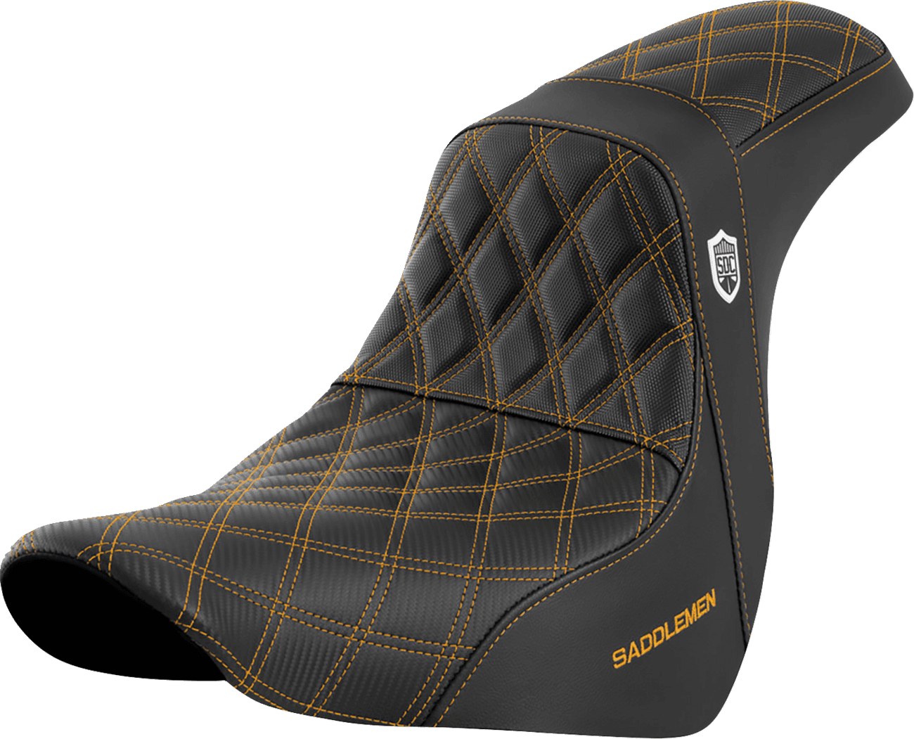 SADDLEMEN 0802-1592 Pro Series SDC Performance Seat - w/o Backrest - Gold Stitch - FL/FX '18-'20