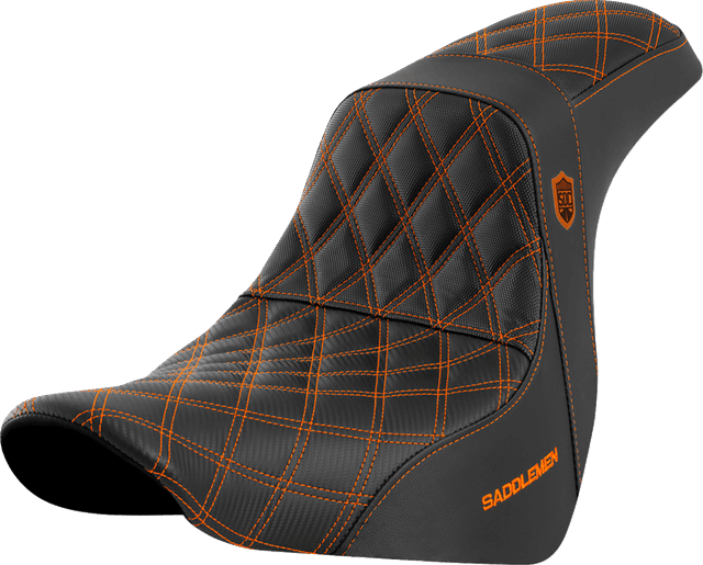 SADDLEMEN 0802-1594 Pro Series SDC Performance Seat - w/o Backrest - Orange Stitch - FL/FX '18-'20