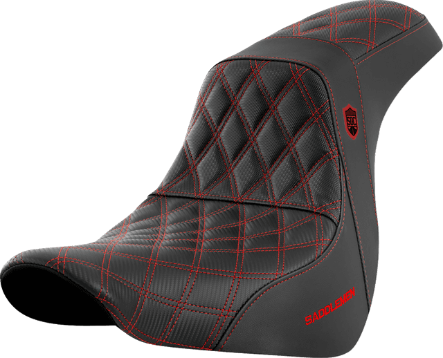 SADDLEMEN 0802-1595 Pro Series SDC Performance Seat - w/o Backrest - Red Stitch - FL/FX '18-'20