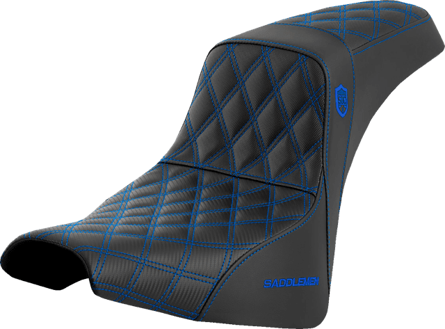 SADDLEMEN 0802-1603 Pro Series SDC Performance Seat - w/o Backrest - Blue Stitch - FXBB/FXST '18-'23