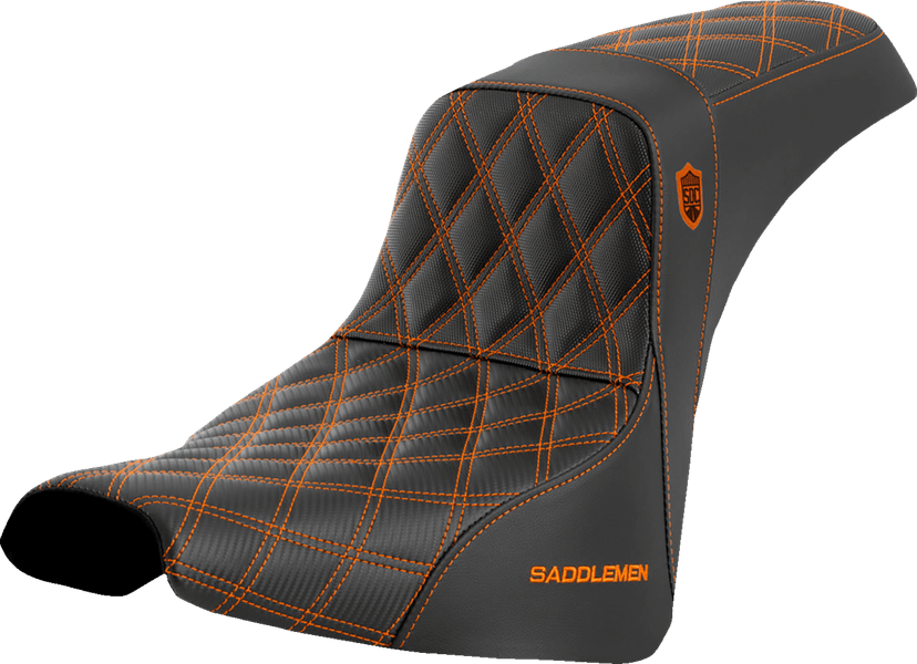 SADDLEMEN 0802-1605 Pro Series SDC Performance Seat - w/o Backrest - Orange Stitch - FXBB/FXST '18-'23