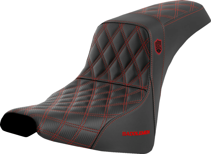 SADDLEMEN 0802-1606 Pro Series SDC Performance Seat - w/o Backrest - Red Stitch - FXBB/FXST '18-'23
