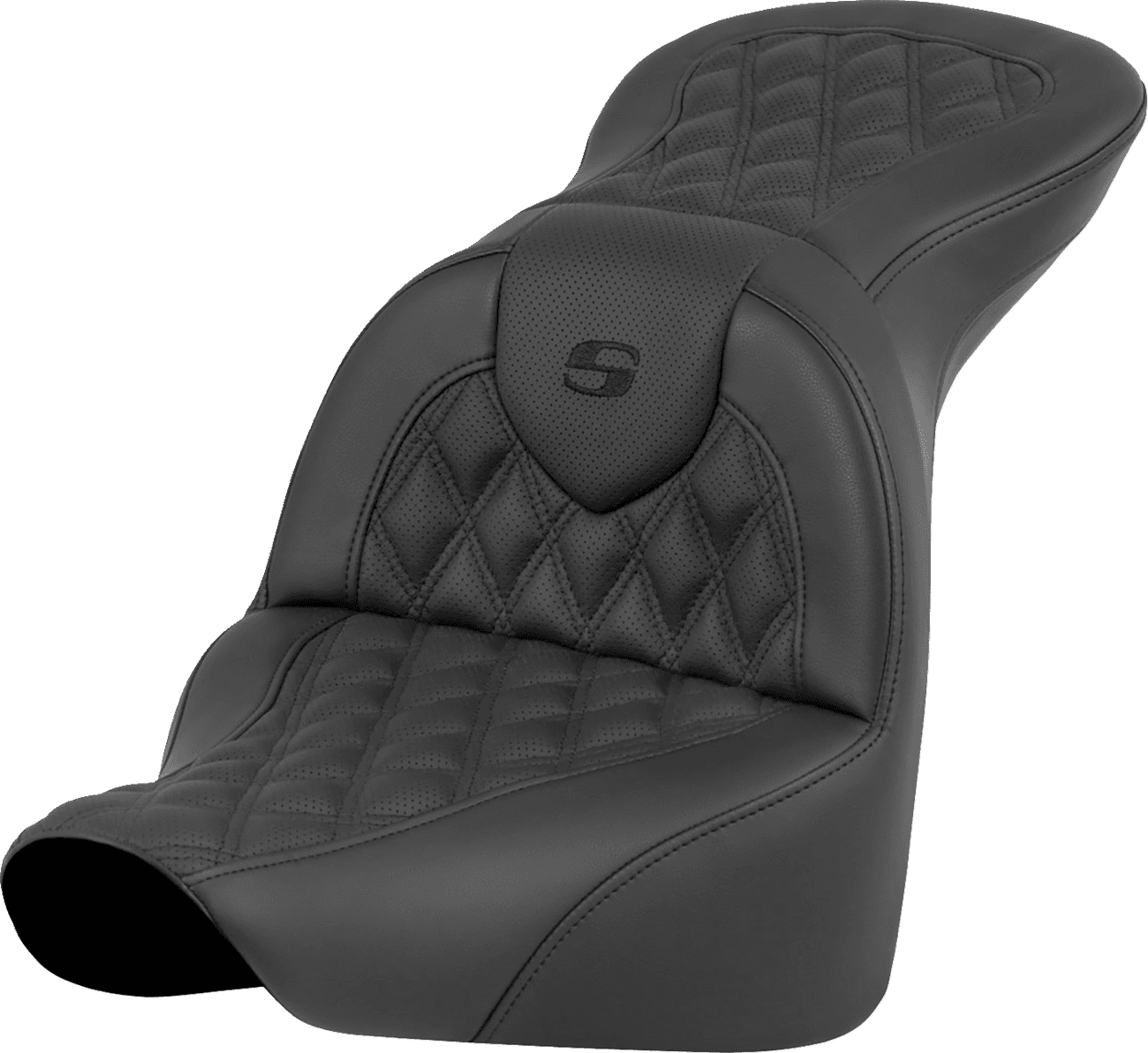 SADDLEMEN 0802-1615 RoadSofa™ Seat - Lattice Stitch - without Driver Backrest - FLFB/FXBR '18-'24
