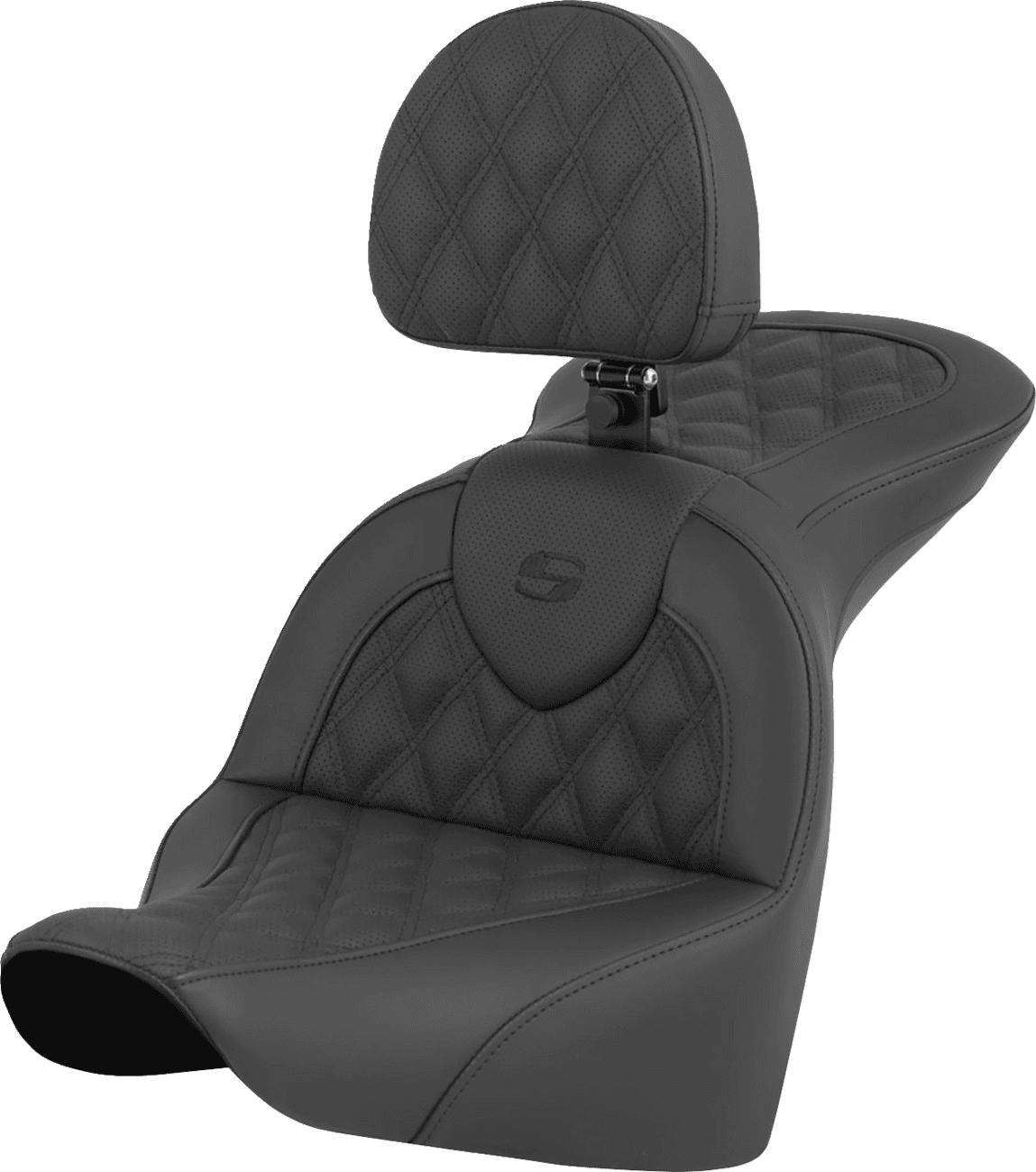 SADDLEMEN 0802-1616 RoadSofa™ Seat - Lattice Stitch - with Driver Backrest - FLFB/FXBR '18-'24