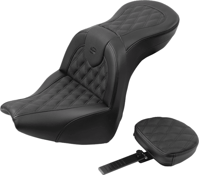 SADDLEMEN 0802-1623 Roadsofa™ Seat - with Backrest - Lattice Stitch - FXBR/S '18-'20 — image 1 of 5