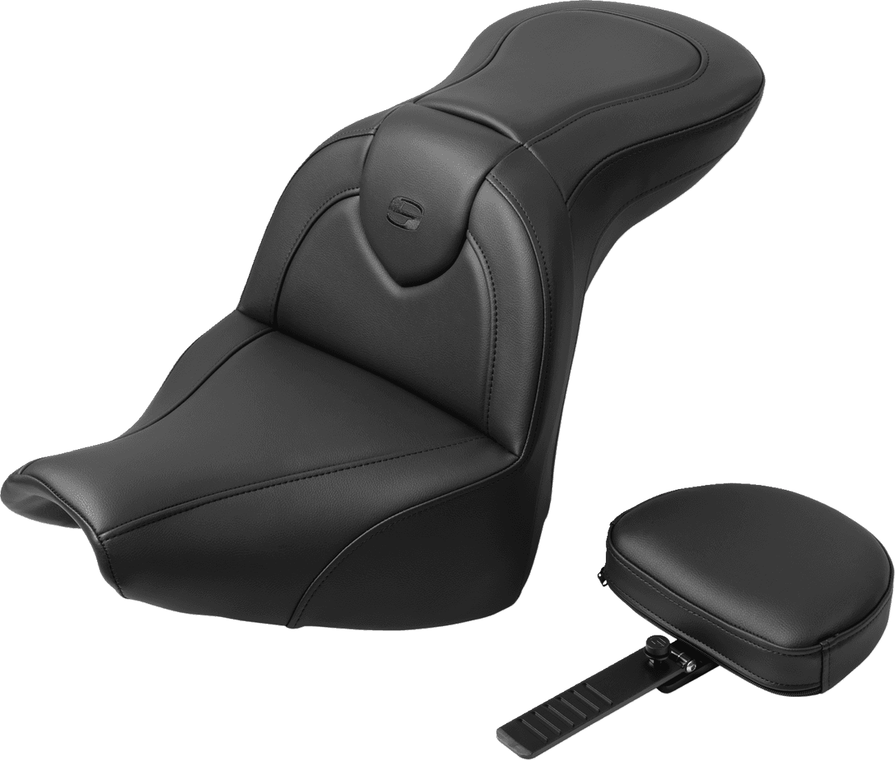 SADDLEMEN 0802-1627 RoadSofa™ Seat - with Backrest - Black Stitch - FXBR/S '18-'20
