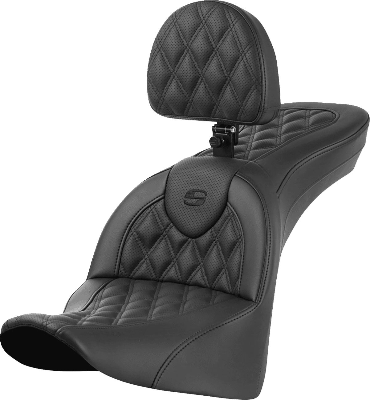 SADDLEMEN 0802-1629 Roadsofa™ Seat - with Backrest - Lattice Stitch - FL '18-'24