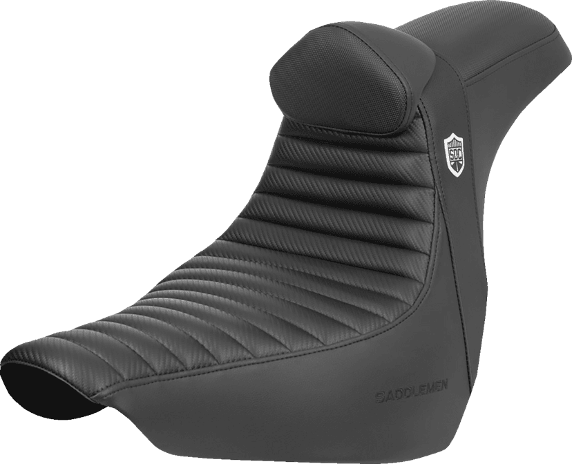 SADDLEMEN 0802-1646 Pro Series SDC Performance Seat - w/ Backrest - Tuck-n-Roll/Carbon Fiber - Gripper - FLSB/FX '18-'24