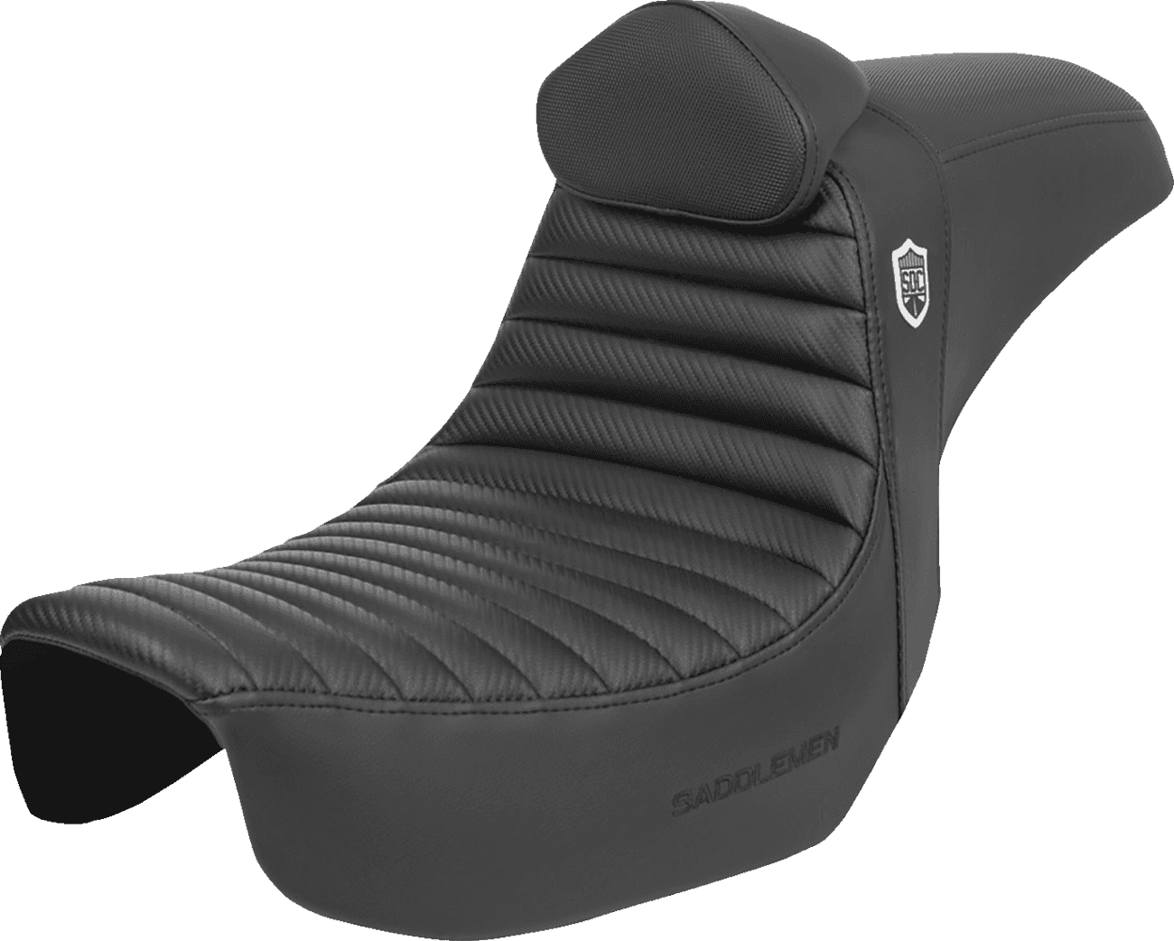 SADDLEMEN 0802-1650 Pro Series SDC Performance Seat - w/ Backrest - Tuck-n-Roll/Carbon Fiber - Gripper - Dyna '06-'17