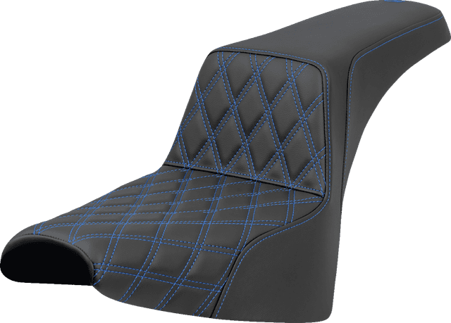 SADDLEMEN 0802-1652 Step-Up Seat - Front Lattice Stitch - Blue Stitch - FXST/FXBB '18-'25