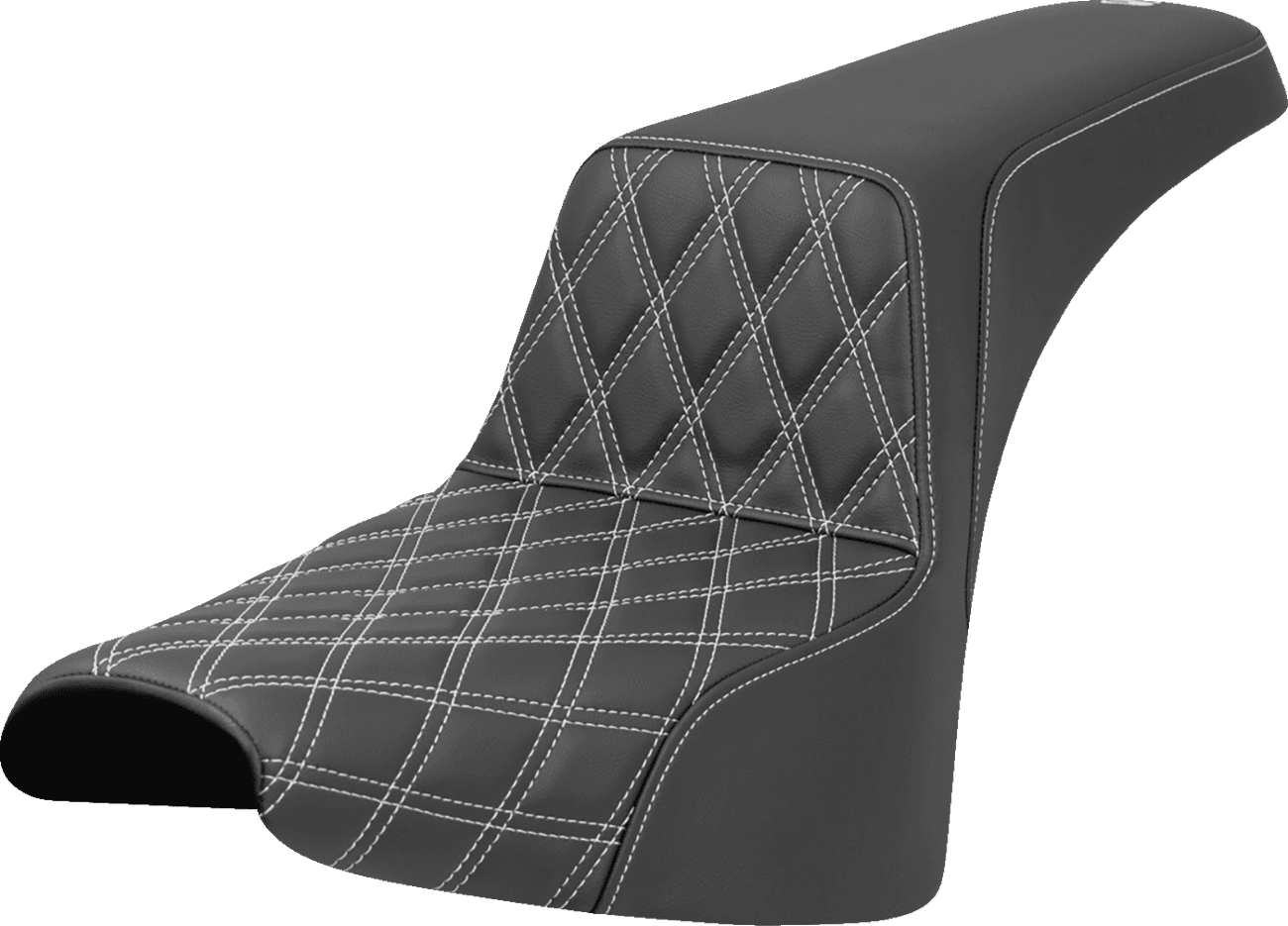 SADDLEMEN 0802-1654 Step-Up Seat - Front Lattice Stitch - White Stitch - FXST/FXBB '18-'25