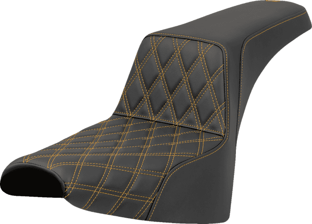 SADDLEMEN 0802-1655 Step-Up Seat - Front Lattice Stitch - Gold Stitch - FXST/FXBB '18-'25