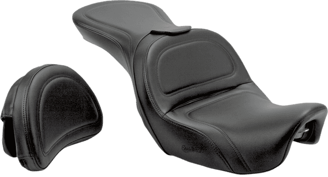 SADDLEMEN 0803-0213 Seat - Explorer™ - With Backrest - Stitched - Black - FLD/FXD '06-'17 — image 1 of 2