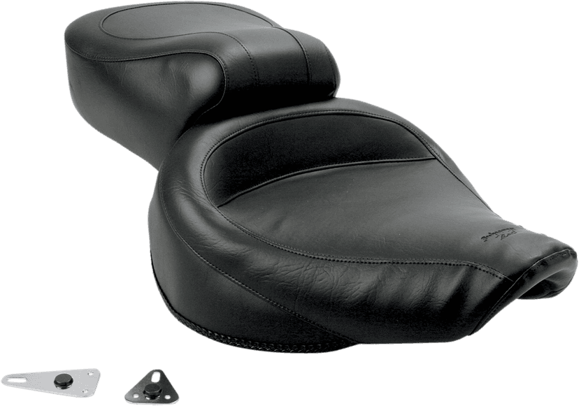 MUSTANG 0803-0229 Vintage Style Seat - Wide - Smooth - Black - Dyna — image 1 of 2