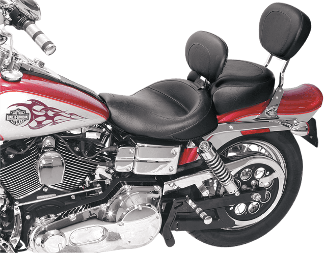 MUSTANG 0803-0312 Wide Solo Seat - With Backrest - Vintage - Black - Smooth - FXD '06-'17 — image 2 of 3