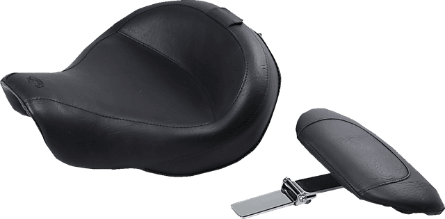 MUSTANG 0803-0312 Wide Solo Seat - With Backrest - Vintage - Black - Smooth - FXD '06-'17 — image 1 of 3