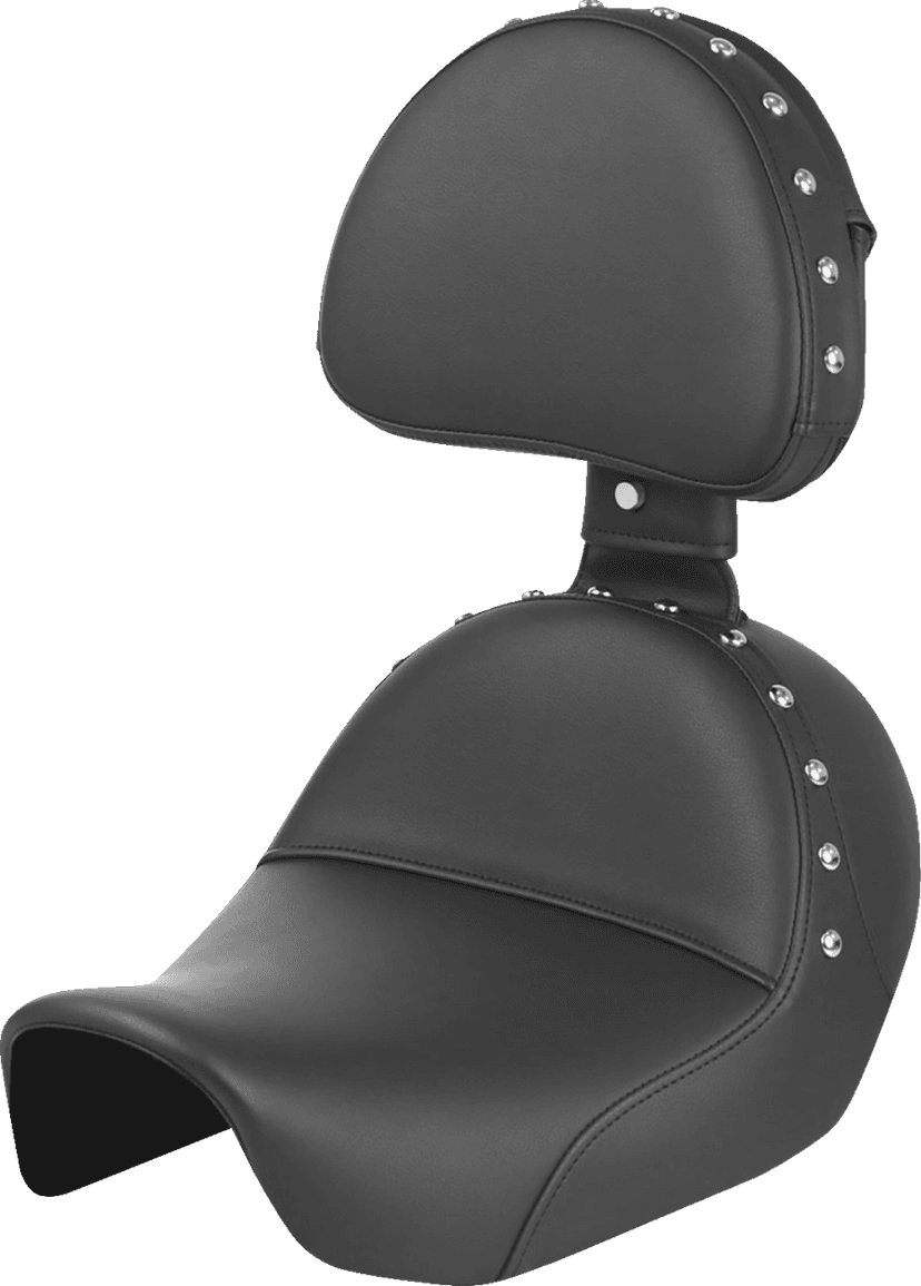 SADDLEMEN 0803-0348 Heels Down Solo Seat - With Backrest - Studded - Black - Dyna — image 1 of 2