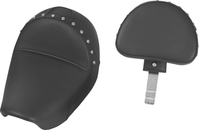 SADDLEMEN 0803-0348 Heels Down Solo Seat - With Backrest - Studded - Black - Dyna — image 2 of 2