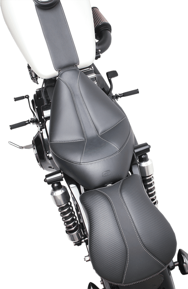 SADDLEMEN 0803-0498 Dominator Solo Seat - w/o Backrest- Black w/ Gray Stitching - FXD/WG '96-'03 — image 4 of 4