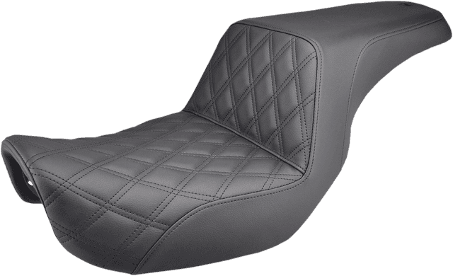 SADDLEMEN 0803-0528 Step-Up Seat - Front Lattice Stitch - Black - Dyna