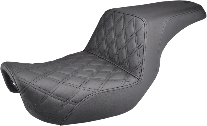 SADDLEMEN 0803-0528 Step-Up Seat - Front Lattice Stitch - Black - Dyna