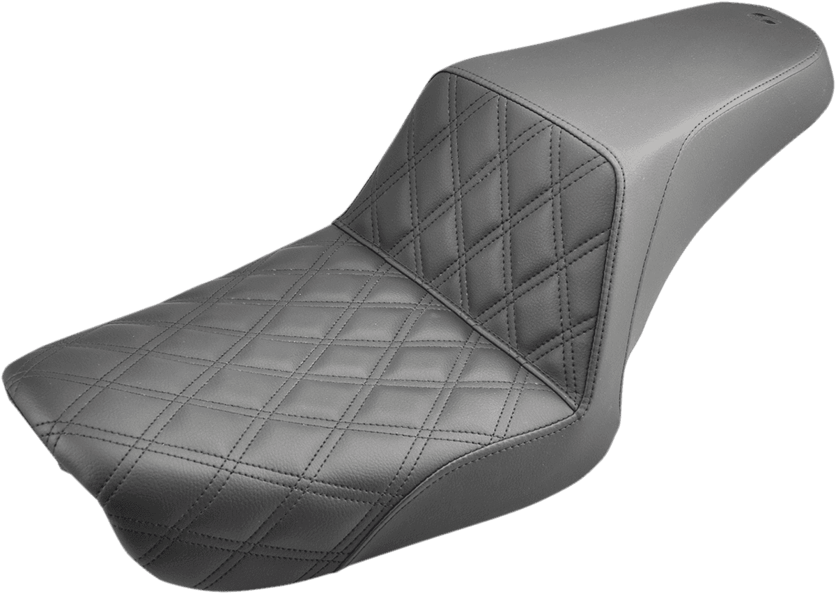 SADDLEMEN 0803-0530 Step-Up Seat - Front Lattice Stitch - Black - Dyna