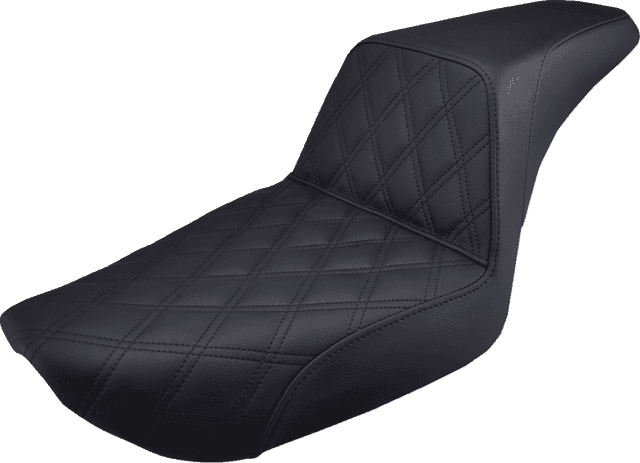 SADDLEMEN 0803-0532 Step-Up Seat - Front Lattice Stitch - Black - Dyna