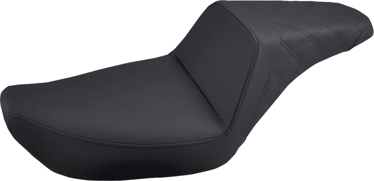 SADDLEMEN 0803-0566 Step-Up Seat - Rear Lattice Stitched - Black - FXD