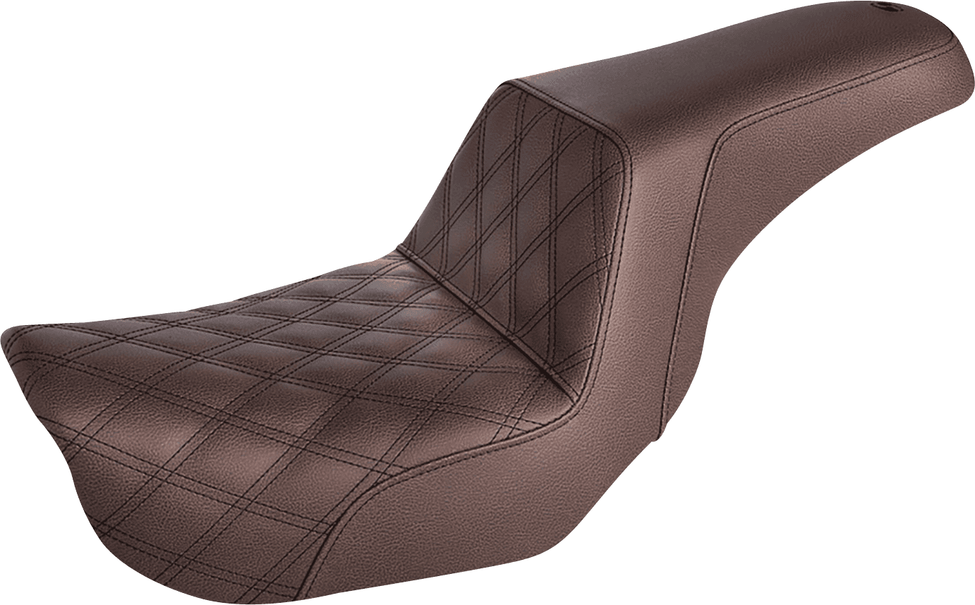 SADDLEMEN 0803-0568 Step-Up Seat - Front Lattice Stitch - Brown - FXD