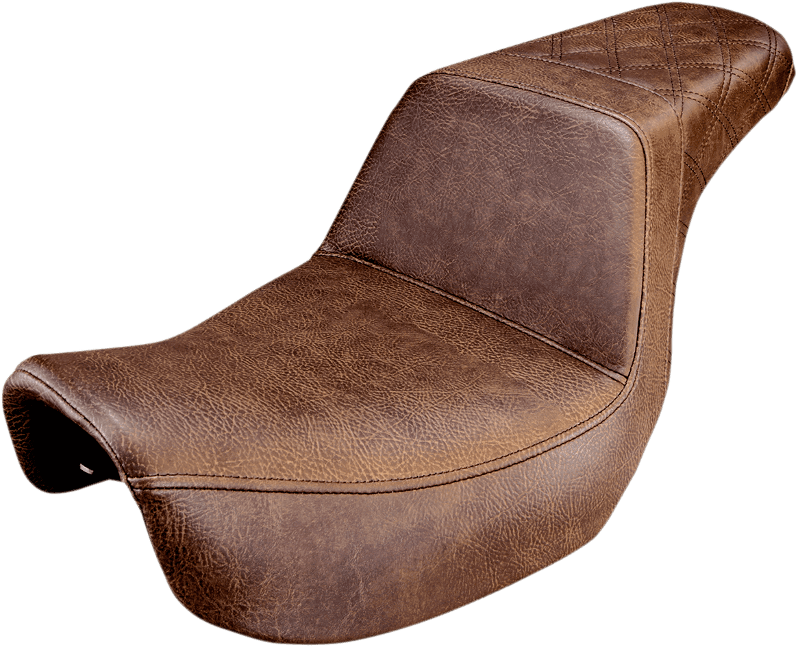 SADDLEMEN 0803-0569 Step-Up Seat - Rear Lattice Stitched - Brown - Dyna