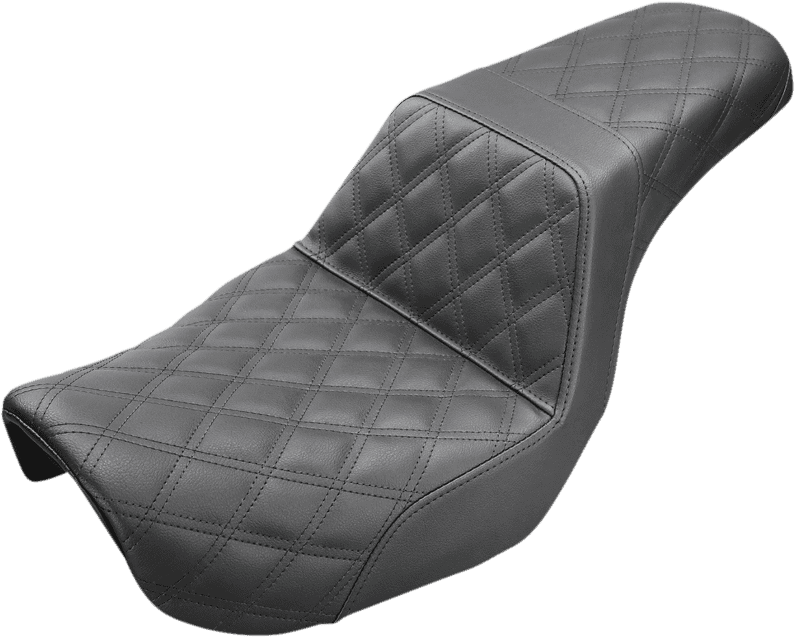 SADDLEMEN 0803-0588 Step-Up Seat - Full Lattice Stitch - Black - Dyna