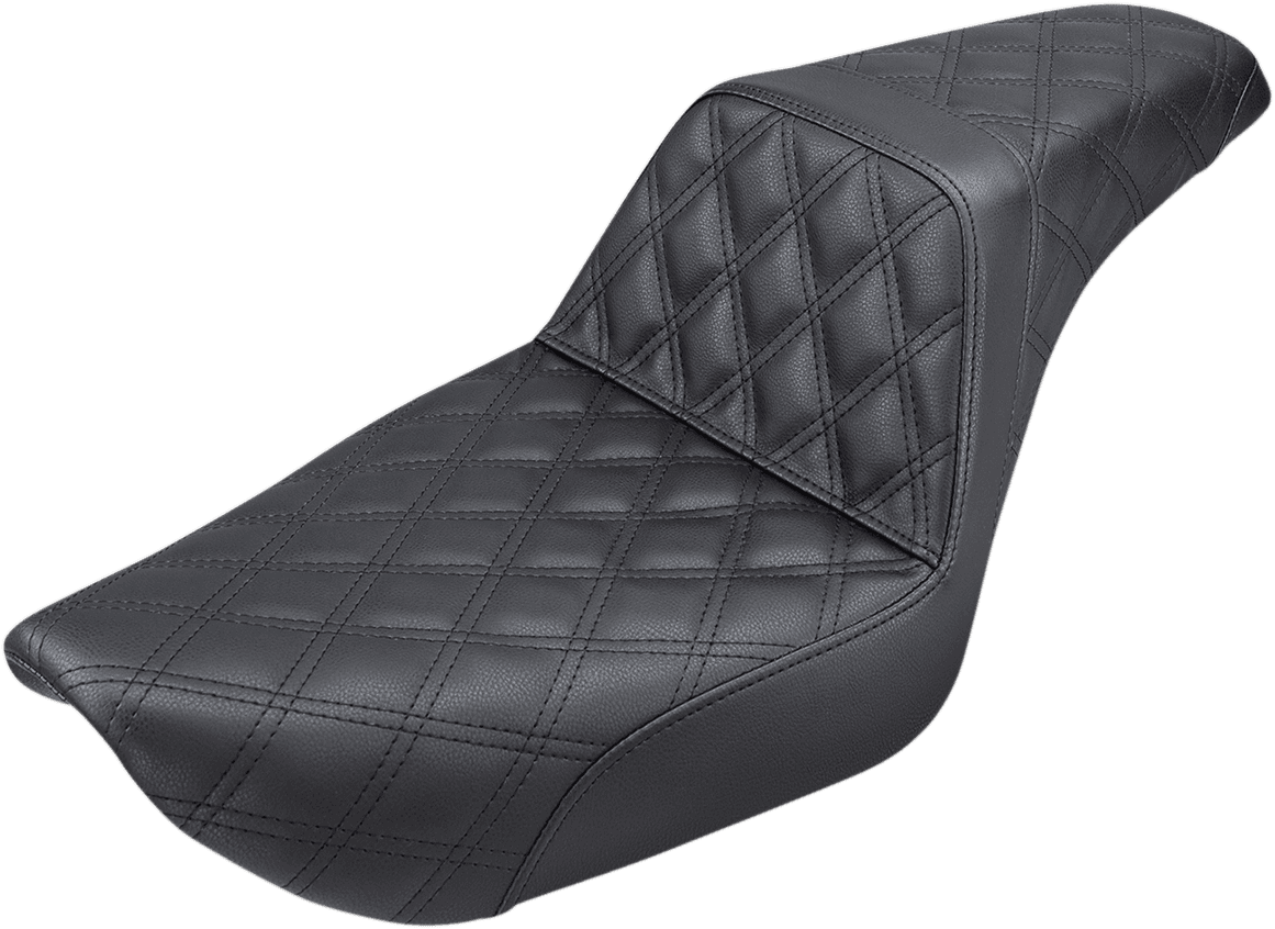 SADDLEMEN 0803-0605 Step-Up Seat - Full Lattice Stitch - Black - Dyna