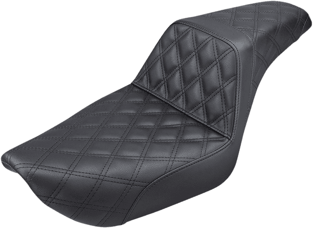 SADDLEMEN 0803-0605 Step-Up Seat - Full Lattice Stitch - Black - Dyna