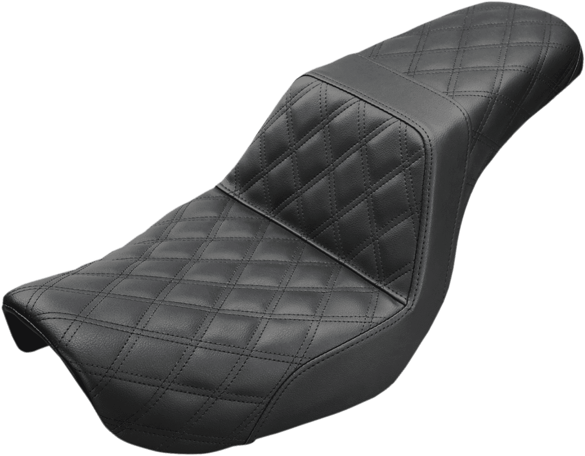 SADDLEMEN 0803-0607 Step-Up Seat - Full Lattice Stitch - Black - Dyna