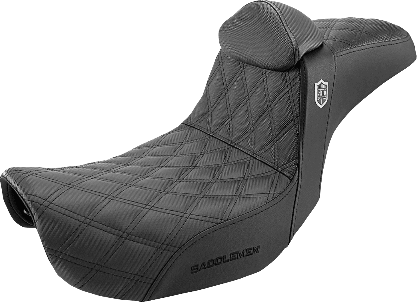SADDLEMEN 0803-0630 Pro Series SDC Performance Seat - w/ Backrest - Lattice Stitch/Lumbar Gripper - FLD/FXD '06-'17
