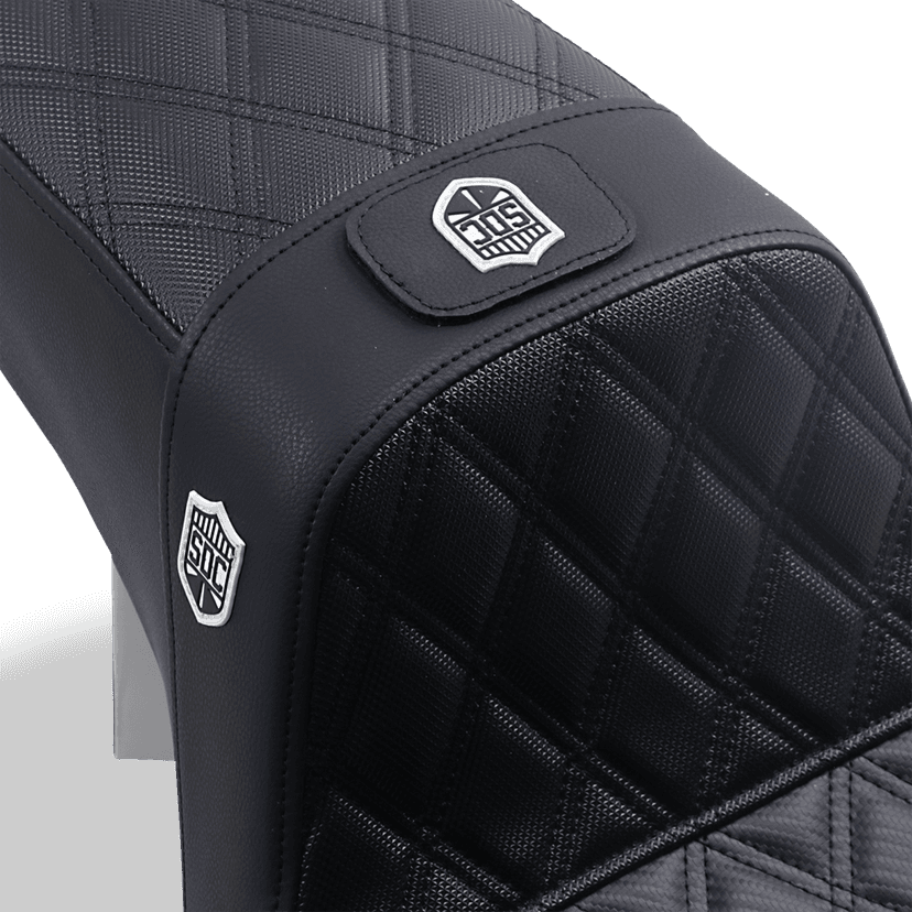 SADDLEMEN 0803-0630 Pro Series SDC Performance Seat - w/ Backrest - Lattice Stitch/Lumbar Gripper - FLD/FXD '06-'17 — image 3 of 3