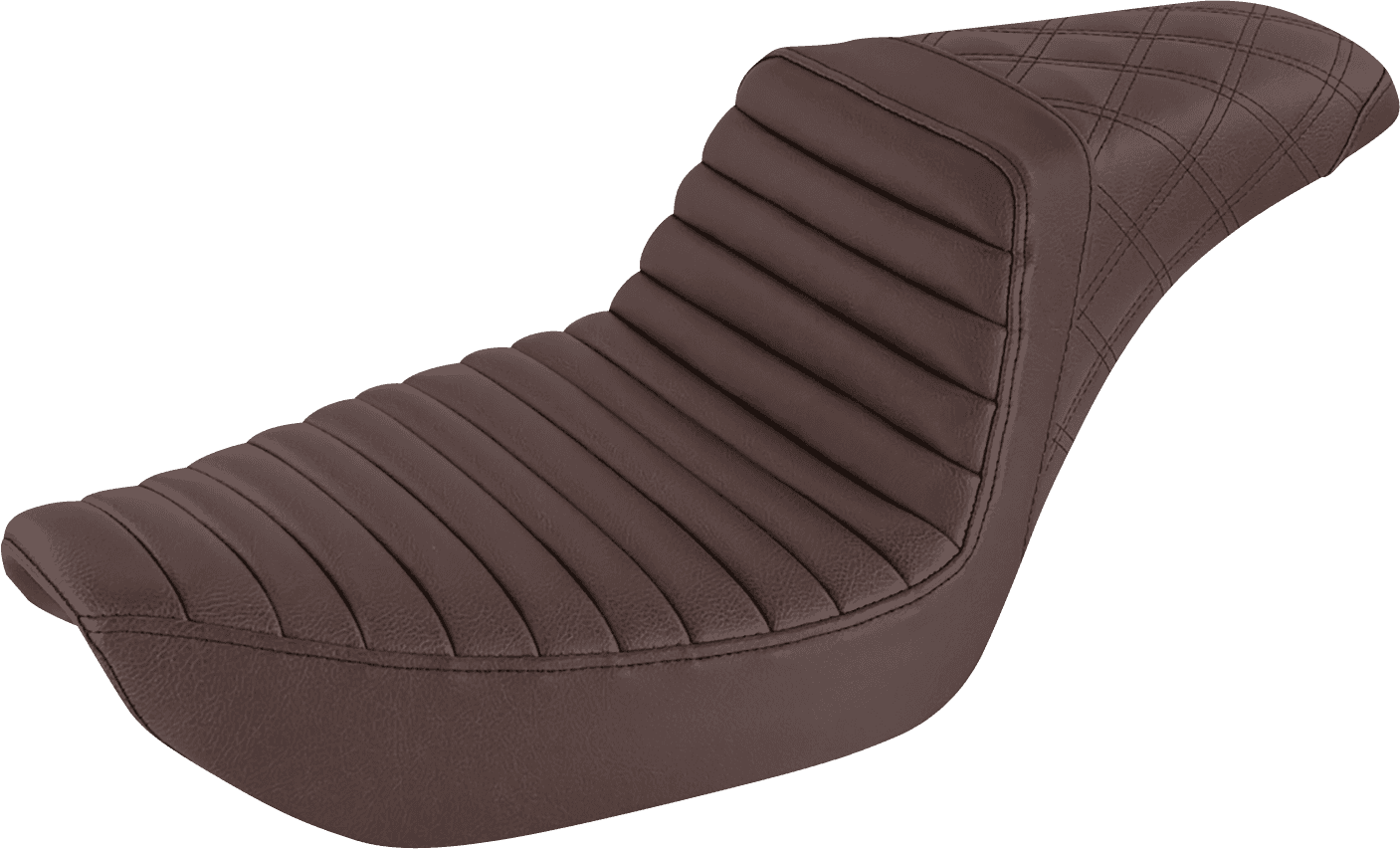 SADDLEMEN 0803-0655 Step-Up Seat - Front Tuck-n-Roll/Rear Lattice Stitch - Brown - Dyna