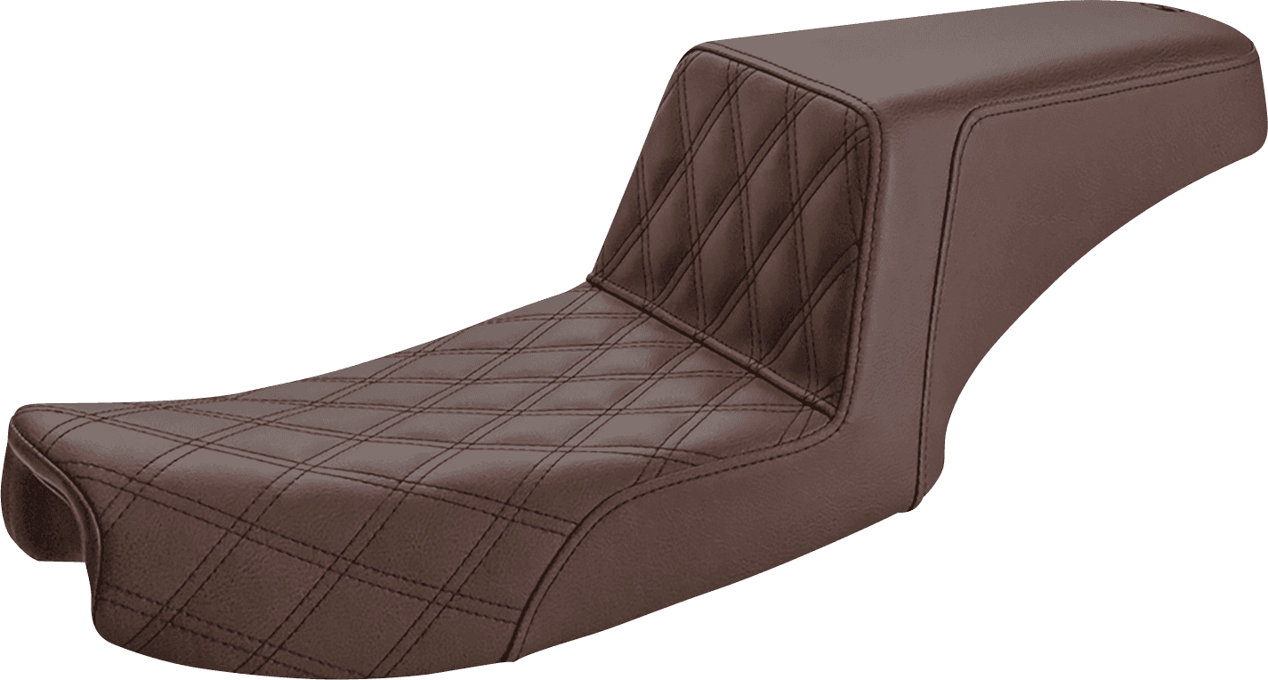 SADDLEMEN 0803-0660 Step-Up Seat - Front Lattice Stitch - Brown - Dyna
