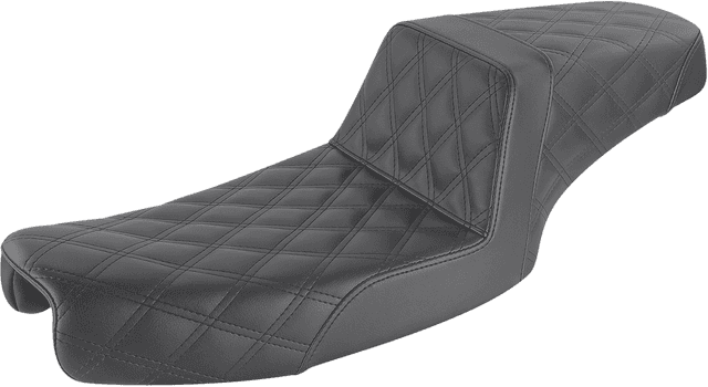 SADDLEMEN 0803-0664 Step-Up Seat - Full Lattice Stitch - Black - Dyna