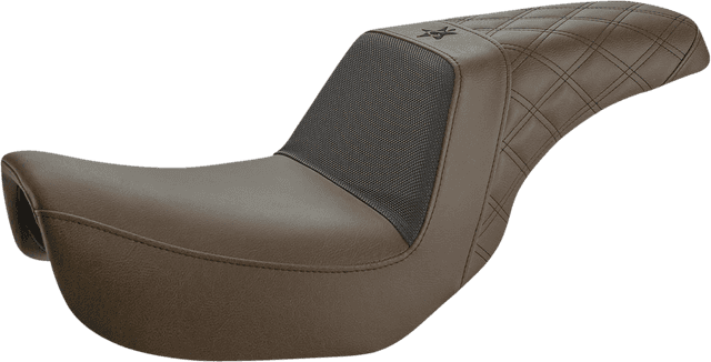 SADDLEMEN 0803-0691 Unknown Industries Seat - Front Carbon Fiber/Black Gripper Lumbar/Rear Lattice Stitch - Dyna