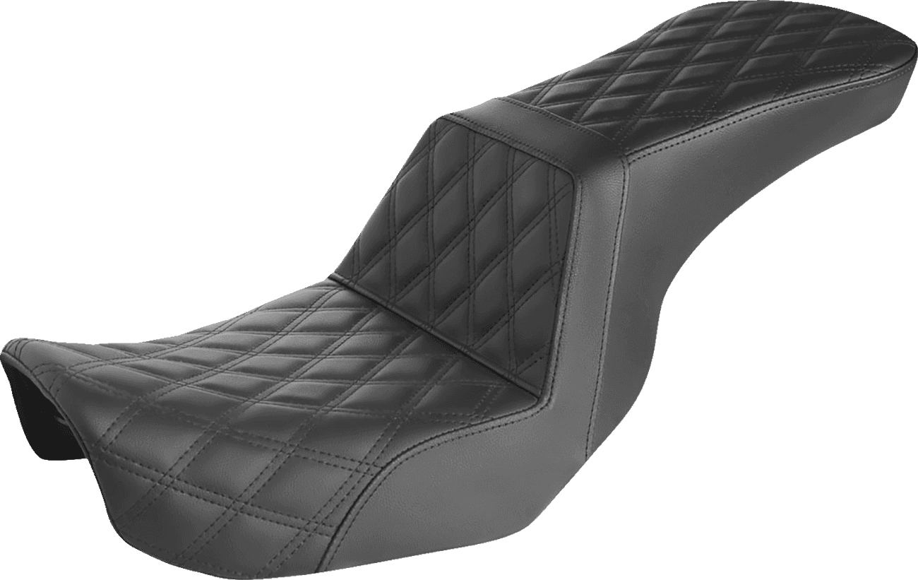 SADDLEMEN 0803-0695 Step-Up Seat - Full Lattice Stitch - Black - Dyna
