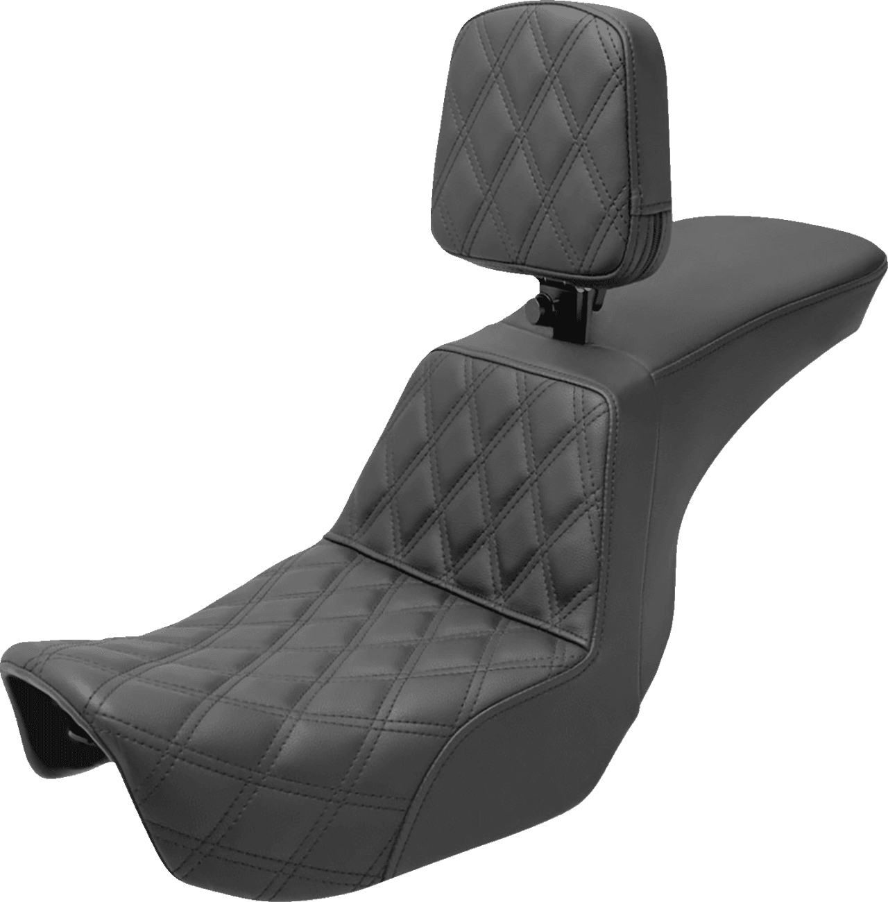 SADDLEMEN 0803-0698 Tour Step-Up Seat - Rider Backrest - Front Lattice Stitch - Dyna '06-'17