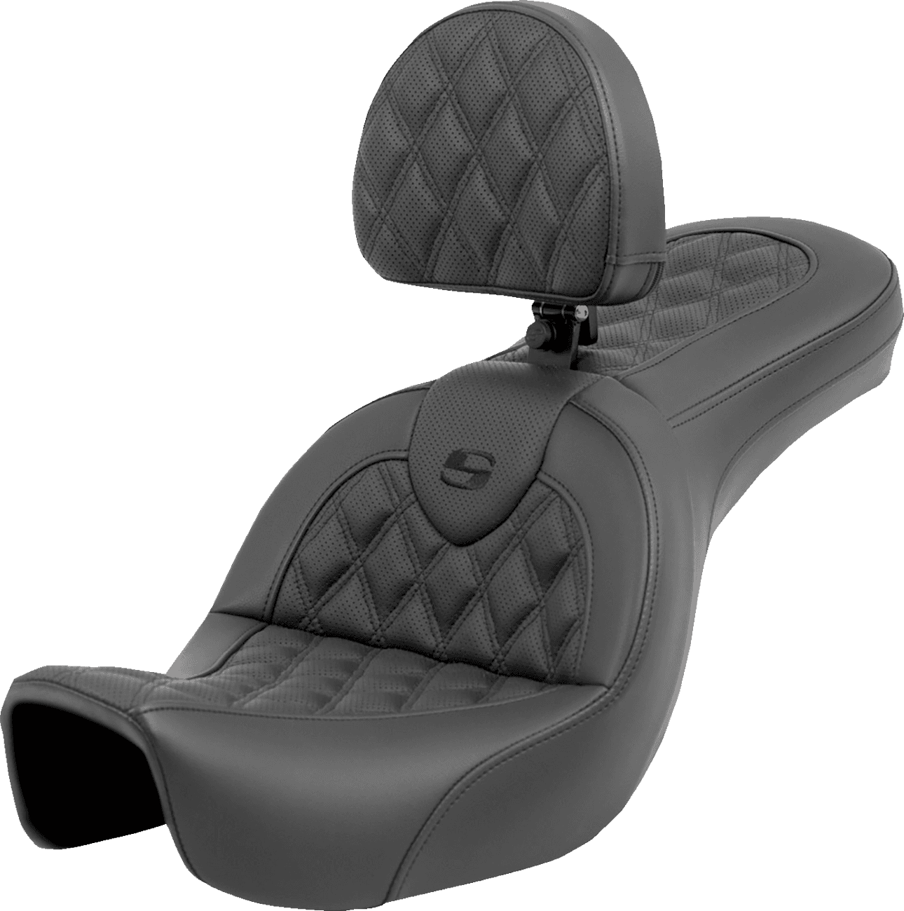SADDLEMEN 0803-0706 Roadsofa™ Seat - Lattice Stitch - with Backrest - FXD '06-'17