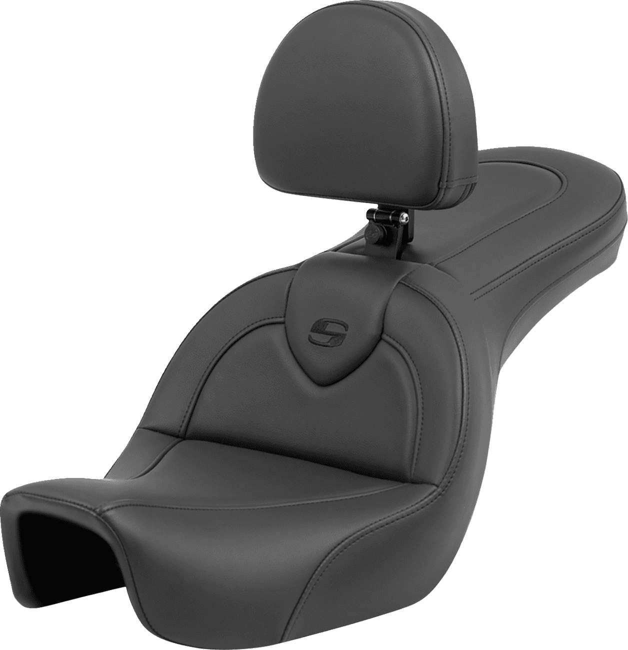SADDLEMEN 0803-0710 Roadsofa™ Seat - with Backrest - Black/Black Stitching - FXD '06-'17