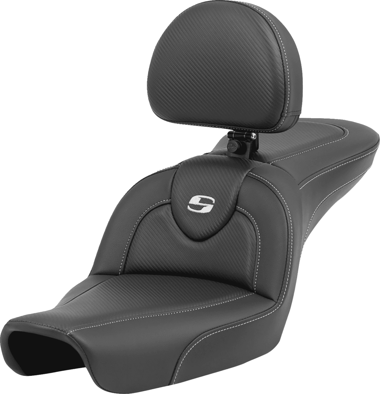 SADDLEMEN 0803-0714 Roadsofa™ Seat - Carbon Fiber - with Backrest - FXD '96-'03