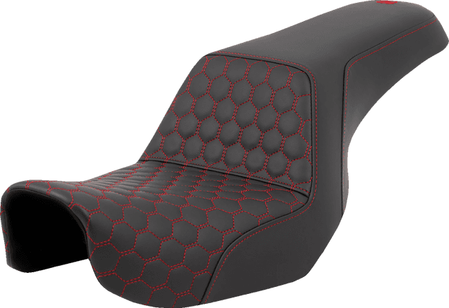 SADDLEMEN 0803-0717 Step-Up Seat - Honeycomb - Red Stitching - Dyna '06-'17