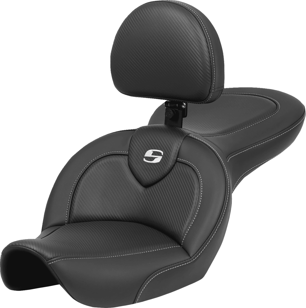 SADDLEMEN 0803-0724 Roadsofa™ Seat - with Backrest - Carbon Fiber - FXDWG '96-'03
